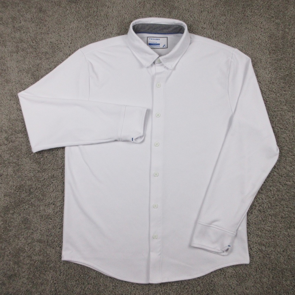 Twillory Shirt Mens Large White Solid Athleisure Stretch Performance Button Up